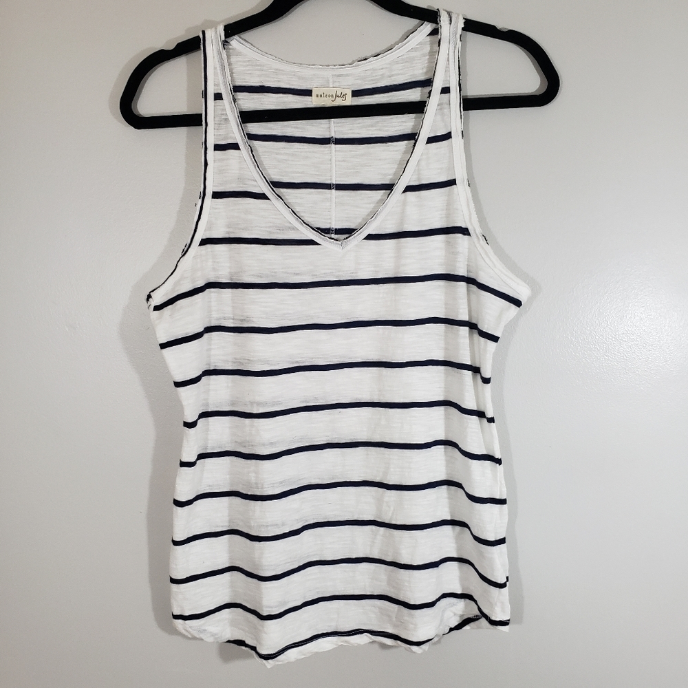 MAISON JULES striped v-neck tank top Sz M - Picture 3 of 6